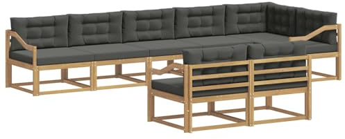 vidaXL Outdoor-Sofagarnitur 6 pcs Weiß und Anthrazit Polyester, Akazienholz Sofa, modernes Outdoor Lounge Set, langlebige Gartenmöbel, vielseitige Sitzgelegenheit für Terrasse