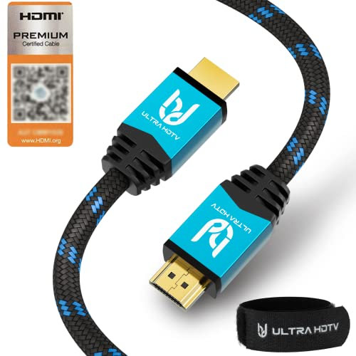 Ultra HDTV Cable HDMI 4K - Cable HDMI 2.0b de alta velocidad de 3 metros - certificado premium - 18 Gbit/s - 4K@60Hz - resolución hasta 4096x2160 - protección contra torceduras