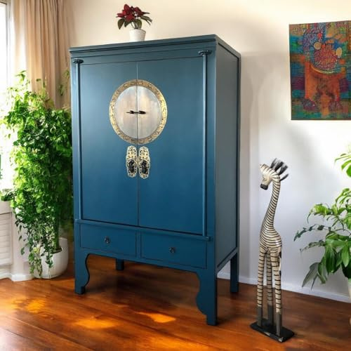 OPIUM OUTLET Chinesischer Hochzeitsschrank asiatischer Kleider-Schrank China Vintage Asia Möbel orientalisch komplett montiert