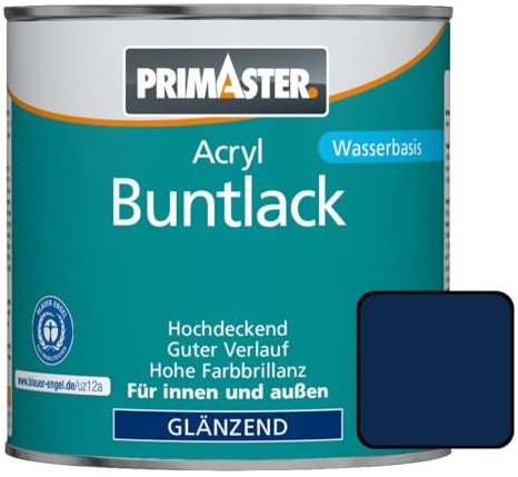 Primaster Acryl Buntlack 375ml Enzianblau Glänzend Wetterbeständig Holz & Metall