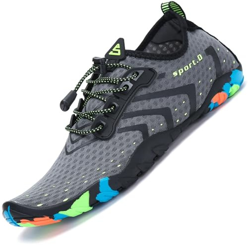 SAGUARO Water Shoes for Women Men Quick Drying Wet Beach Aqua Shoes for Swim Sea Surfing Diving Sailing Pool Cool Grey 36 EU/3.5 UK