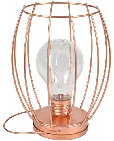 Lyyt | Decorative Basket Style Cage Light with Copper Wire Bulb | Rose Gold, Warm white