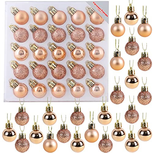 Christmas Concepts® Packung mit 25 Glänzend, Matt & Glitter Mini Weihnachtsbaum-Flitter (Rose Gold)