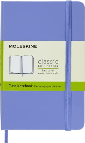 Moleskine - Klassisches Notizbuch, Blanko Seiten, fester Einband und elastischer Verschluss, Größe 9 x 14 cm, Farbe Hortensienblau, 192 Seiten