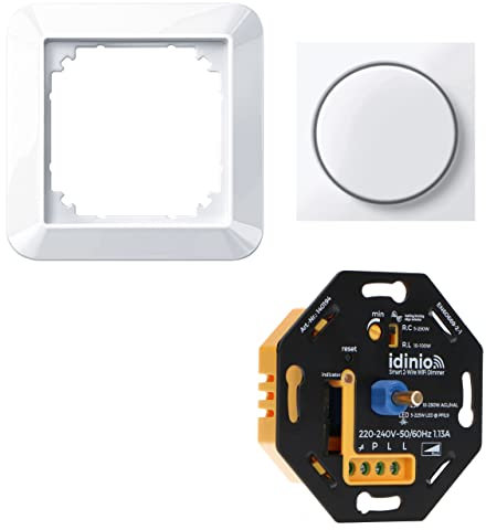 idinio Smart Universaldimmer als Komplettset mit Merten 1-M aktivweiß glänzend, Phasenabschnitt, Phasenanschnitt, bis 250W