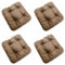 4L Textil 4er Set Stuhlkissen mit Bändern Indoor & Outdoor Sitzkissen 45x45 Gartenstuhlauflagen Sitzauflagen Bodenkissen 40x40 (Braun, 4er Set | 40x40 cm)