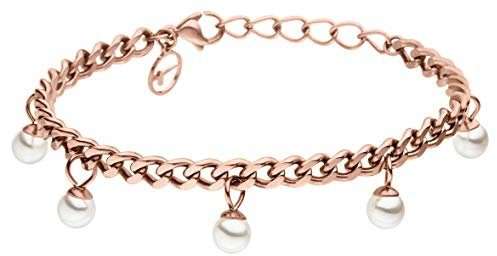 Tamaris Edelstahl Damen Armband Franka 18 cm + 3 cm Rosegoldfarben mit Zuchtperlen TJ179