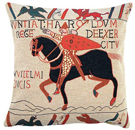 Belgian Tapestries Kissenhülle 45 X 45 cm Detail aus dem Wandteppich von Bayeux Gobelinkissen
