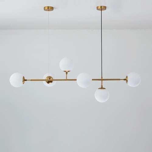 Naiyn 6-lumières E27 Lustre Moderne Europe du Nord Boule de Verre Lampe Suspendue pour Salon Salle à Manger Art décoration Restaurant Noir Pendentif lumière