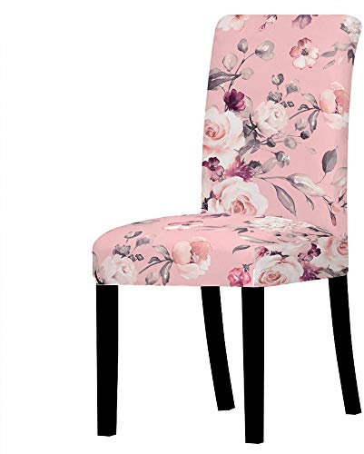 QHDXL Stuhlhussen 6er Set Pinke Rose Stuhlhusse Universal Stretch Stuhlkissen Stretch-Stuhlbezug Elasthan Stuhlüberzug Restaurant Dekor sehr pflegeleicht-Universal
