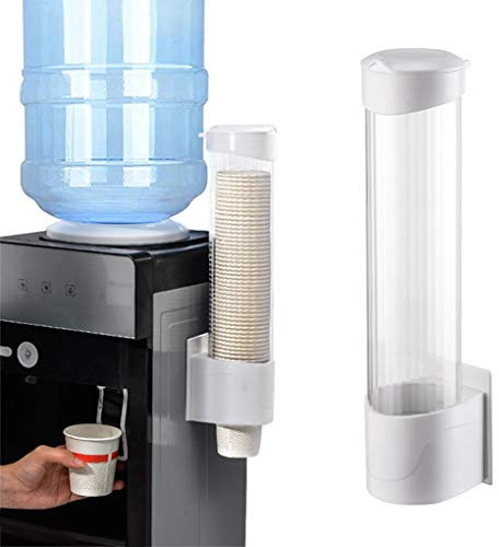Wall Mounted Cup Dispenser and Holder - Space Saving Transparent Dustproof Organizer Rack for Paper and Plastic Cups (Diameter 5-7.5cm) - Perfect for Office, Home, School, Restaurant Use