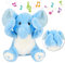 Hopearl Peek A Boo - Éléphant interactif - Répète ce que vous dites - Peluche - Jouet musical chantant et parlant - Adorable animal - Animé électrique - Anniversaire Festival - Bleu - 29 cm