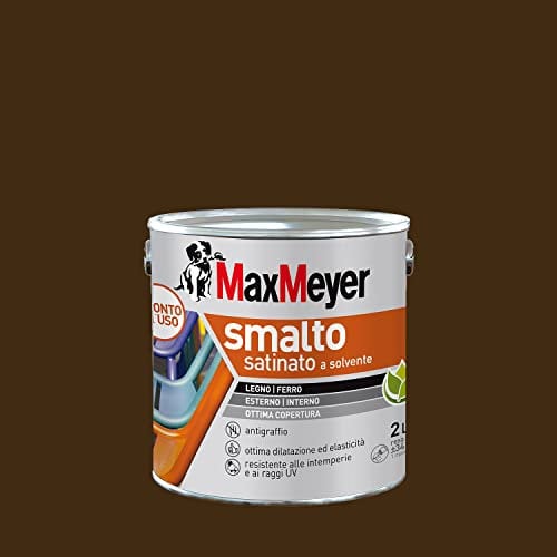 MAXMEYER Smalto a solvente per ferro e legno satinato TESTA DI MORO R8017 2 L