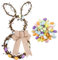 Osterhase Rebenkranz mit Schleife & 50 Pcs 3x1.8cm Schaum Ostereier & Stern Lametta Glitzer Folien Girlande Ostern Ornamente zum Basteln Deko für Osternfeier Frühling Fenster Tür Wand Kamin usw.