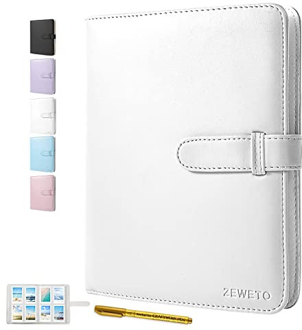 ZEWETO Fotoalbum mit 256 Taschen für Fujifilm Instax 3-Zoll Film Polaroid Fotos/Mini 9 Mini 8 / Mini 90 / Mini 25 / Mini 11/70/ 50s /7s /Kodak Zink/HP/Sofort Bilder Kamera Zubehör- Mini Album (white)