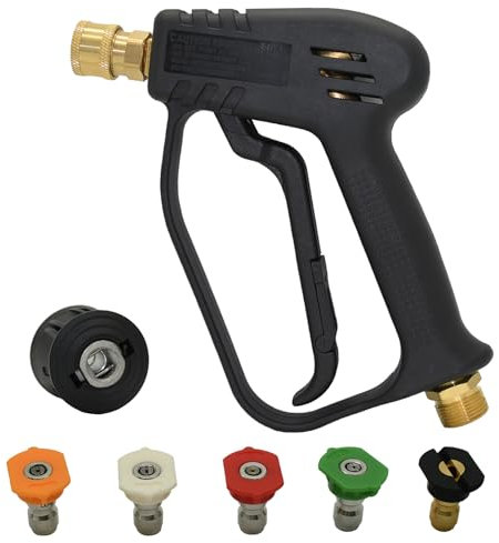 DANCINGBOAR Pistola de Lavado de Alta Presión, 5000 PSI Pistola de Espuma para Lavadora a Presión con 5 Boquillas de Pulverización, M22 14mm a Conector Rápido para Karcher Manguera Lavado de Coches