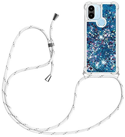 YAMCCCSE Collier Coque pour Xiaomi Redmi A1 / Redmi A1+ - Mode Tour de Cou Telephone Étui Paillettes Quicksands Liquide Glitter Cover, Housse pour Smartphone Lanyard Transparente Case
