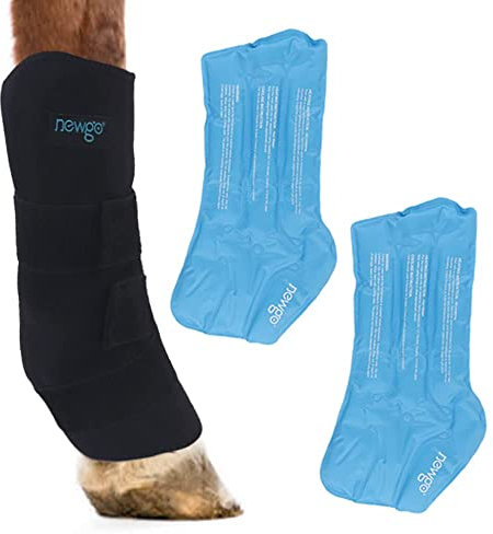 NEWGO Kühlgamaschen Pferd Kühl-Gamaschen Pferd Wiederverwendbare für Verletzungen, Kühlung Pferd Knie 1 Bandage mit 2 Kühlakkus für Stiefel, und Hufe (1 Stück)