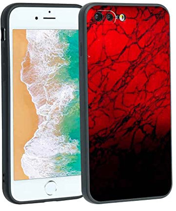HIPPIL Red Stone Marble phone case for iPhone 8 Plus for Women Men Gifts,Soft silicone Style Shockproof Red Stone Marble Case for iPhone 8 Plus