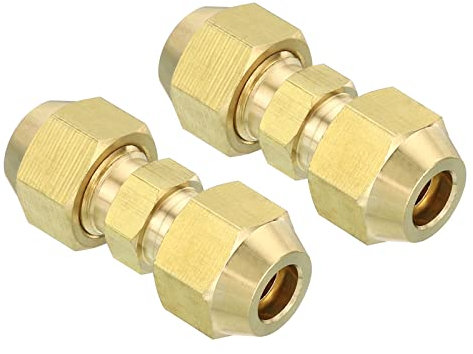 PATIKIL 1/4 OD Ottone Compressione Tubo Montaggio 2pz Doppio Tubatura Estensione Giunto Connettori Tubatura Tubo Montaggio per Idraulica Tubo Connettore