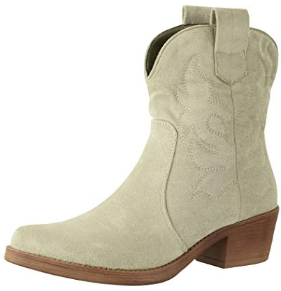 Elara Damen Stiefeletten Cowboy Boots Chunkyrayan 301-A31SZ Olive Suede-39