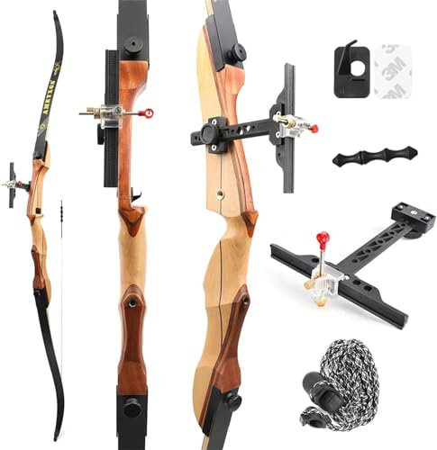 Bogenschießen Recurve Bogen Set für Anfänger Erwachsene 66 68 70 Jugend Bogen Set 14-40lbs Takedown Langbogen Jagd Bogen für Rechtshand Sportbogen (70-24lbs, Bogenset 1-Schwarze gliedmaßen)