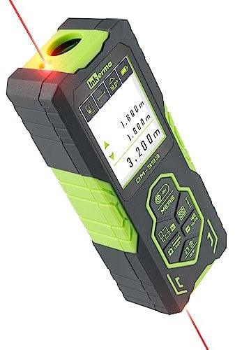 Inkerma DM-393 (120m) Bilaterales Laser Entfernungsmesser, Wiederaufladbares Entfernungsmesser mit hintergrundbeleuchtetem Farb-LCD-Display, Winkelsensor, Pythagoras-Modus, Fläche und Volumen