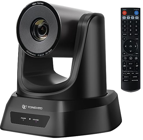 TONGVEO PTZ Cámara HDMI/SDI/USB/LAN IP Live Streaming 20x Zoom óptico 1080P 60fps HD Cámara de Conferencia Videoconferencia Webcam para Equipos Zoom Youtube OBS