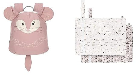 LÄSSIG Kleiner Kinderrucksack für Kita Kindertasche Krippenrucksack mit Brustgurt & Wiederverwendbare Nasstasche 2 Stück/Wet Bag Tiny Farmer Flowers/Goose