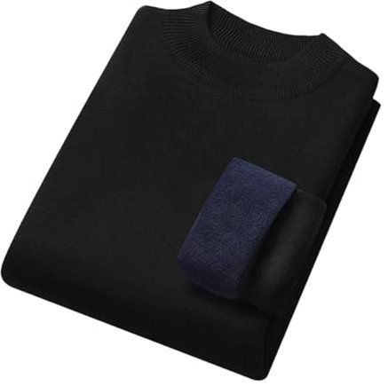 REHJJDFD Uomo Tinta unita Dolcevita Maglione Uomo Slim Fit Casuale Pile Caldo Maglieria Pullover, Collo a lupetto nero, 2XL