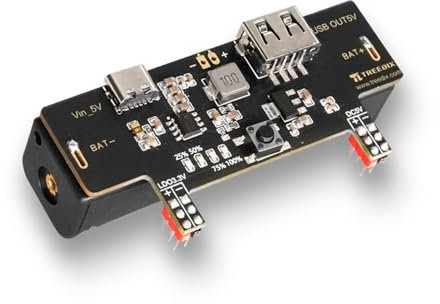 Treedix Breadboard Power Supply Module 3.3V 200mA 5V 2A Prototype Breadboard Equiped with USB Type-C Charging Port, Type-A Output Port and Rechargeable Battery's Stand, Charging Module for Arduino