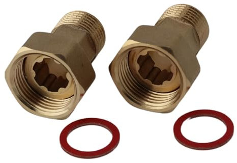 Wasserzähler Verschraubungen, Verschraubung passend für Wasserzähler, Messing Gewindefitting - 2 Stück (1)