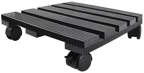 UISEBRT WPC Pflanzenroller 30 x 30 cm Tragkraft 100 kg, Blumenroller Rollbrett Pflanzen Blumentopf Untersetzer mit Rollen Feststellbar für Außen- und Innenbereich, Anthrazit - Eckig