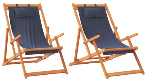 vidaXL Klappstühle, 2 Stück, Blauer Stoff