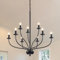 QAREHL Kronleuchter Schwarz 9 Flammig Pendelleuchte Lampen Wohnzimmer mit E14 Fassung Kronleuchter Vintage für Schlafzimmer, Esszimmer, Küche, Flur