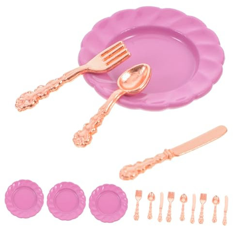 DRESSOOS 1juego Accesorios De Cocina Miniatura Platos Cubiertos y Utensilios para Casa De Muñecas Decorativas para Mini Hogares y Escenarios De Paisajismo