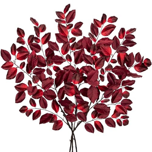 Arborus 3 Stück Herbst Kunstzweige Künstliche Zweige Herbst 90CM Äste und Zweige Deko Rot Kunstpflanzen für Herbstdeko Tisch Vase Zimmer Wohn Büro Deko