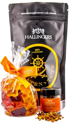 Hallingers Genuss Manufaktur Feinkost Geschenk-Set - wertig in der Wundertüte Piraten Tüte kleines Mitbringsel Fruchtsaftbärchen & Coldbrew Eistee, Geschenkidee für Jungen