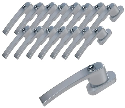 BASI | 16er Set Fenstergriff abschließbar | Farbe Weiß oder Silber | Aluminium | Balkontürgriff | Kindersicherung | Stiftlänge 35 mm | Griff für Fenster Terassentür | 16 Stück | 32 Schlüssel
