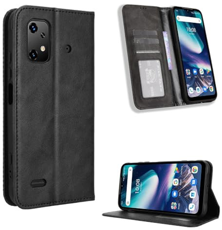 Kukoufey Kompatibel mit Umidigi Bison X20 Handy-Schutzhülle, Klapphülle aus Leder, kompatibel mit Umidigi Bison X20, Schwarz