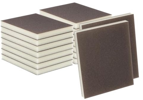 16 Pcs Sanding Sponges, Wet Dry Sanding Block, Sponge Sandpaper Block, 120-180 Grit Fine Sand Block Sponge, Reusable and Washable Sanding Blocks for Wood Drywall Metal Polis(Brown)