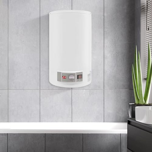 Mermajestic 35 Liter Elektro Warmwasserspeicher, 2000W Heizleistung Boiler Warmwasserboiler mit LED-Digitalanzeige Können, IPX4 Wandhänge 25-75°C Wasserboiler mit Wasserhahn, Mischventil, DSZF-50