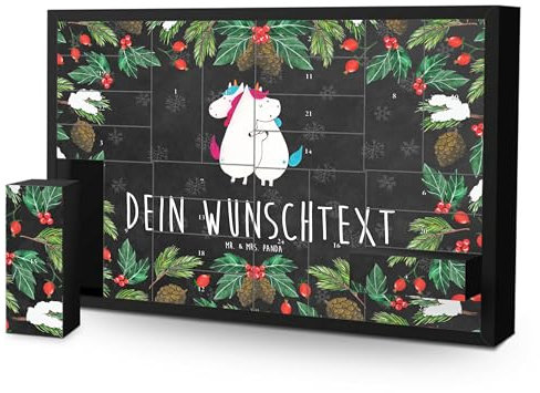 Mr. & Mrs. Panda Personalisierter Befüllbarer Adventskalender Einhörner Umarmen - Personalisierte Geschenke, BFF, Zum Selbst Befüllen, Liebe, Einhorn, Unicorn, Familie