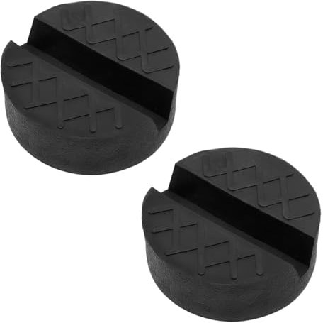 Aoyswuz 2 Piezas Bloque de Goma Redondo 65 mm Antideslizante Car Jack Pad, Goma Universal con Ranura para Hidráulico y Gato