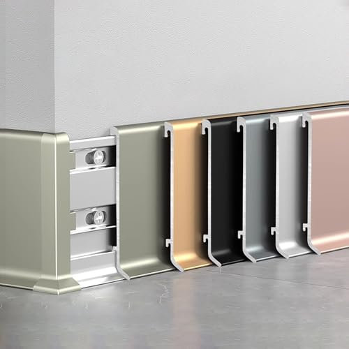 Raouoae Aluminium Sockelleisten In Verschiedenen Farben Länge 125 Cm * 2 Stück Skirting Board Stilvolle Gestaltungsmöglichkeiten Für Parkett-/Laminat- Und Vinylböden(Gold,Höhe: 8cm)