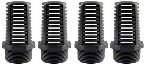 Überlaufsieb mit Gewinde, 50 mm Sieb, PVC-Anschluss für Aquarien, durchlässiges Netz, Aquarium-Wasserrohrverbinder für Aquarium, Zubehör, 4 Stück