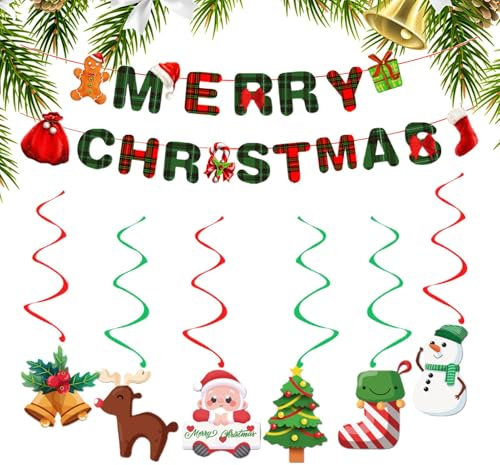 Christmas Banner, Christmas Door Decoration, Merry Christmas Swirl, Hangable Christmas Decoration, Holiday Birthday Banner, Christmas Home Decor for Indoor Christmas Decorations