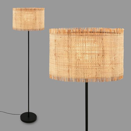 BRILONER - Lampe de salon avec abat-jour en paille, interrupteur à pied, E27, max. 10W, Boho, aesthetic, 40 x 161 cm (DxH), Naturel