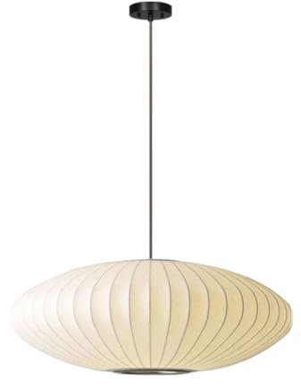 Mid Century Modern UFO Saucer Pendant Light Elegant Fabric Drum Shade Hanging Lamp for Living Room Dining Room Bedroom Black 40cm