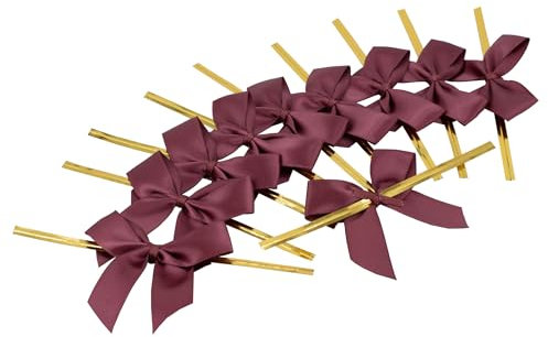 Creativery Satinschleifen 5cm 10 Stück - Farbauswahl - farbecht & waschbar - Schleifen mit entfernbarem Draht - Fertige Geschenkschleifen zum Dekorieren Basteln Aufnähen Kleben - Beere